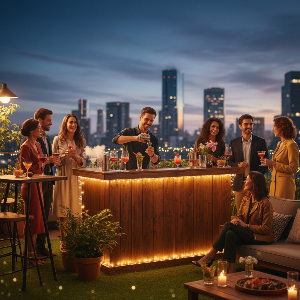 Ambiance de bar sur un rooftop